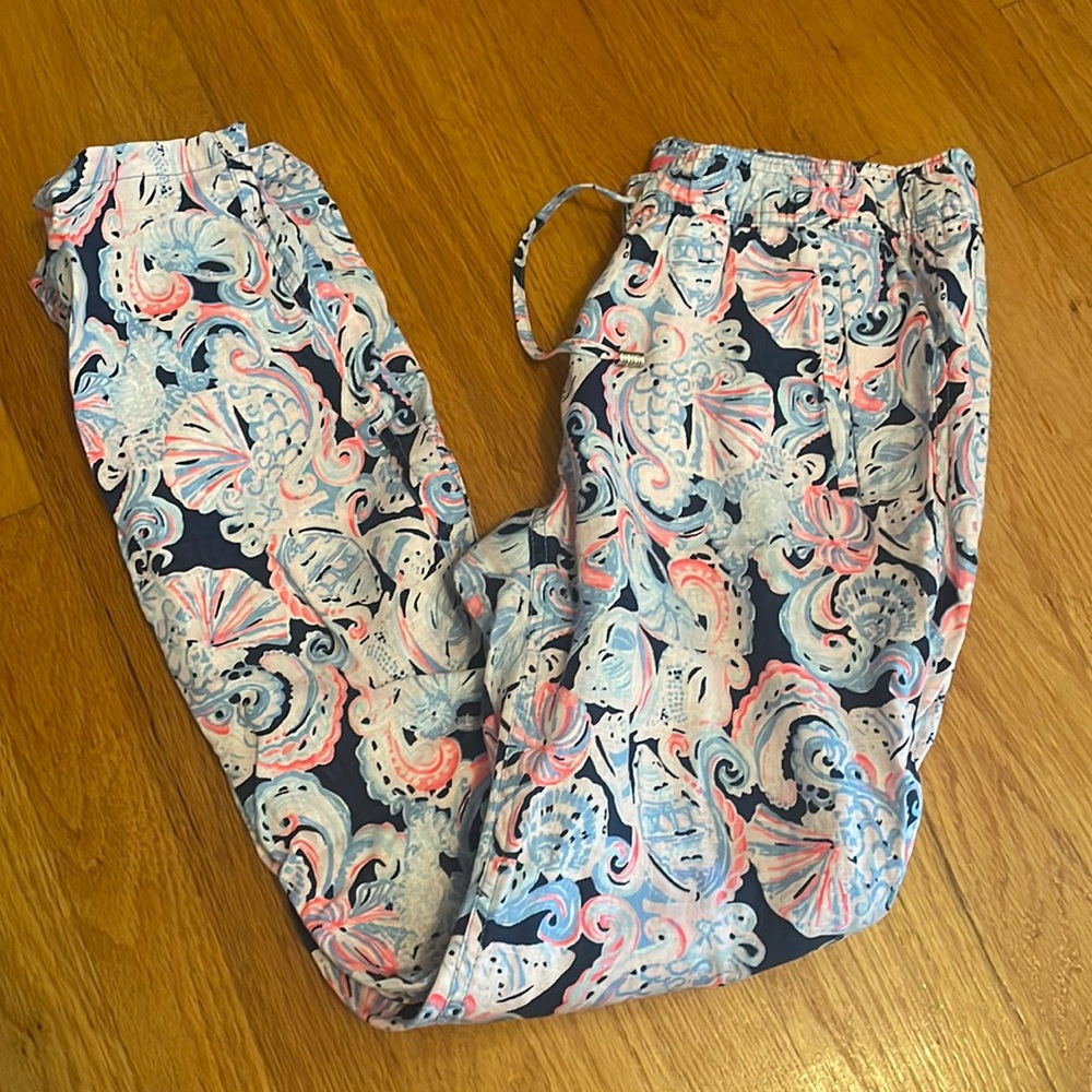 Lilly Pulitzer Taron Mid-Rise Linen Pants size medium